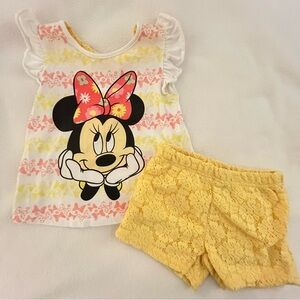 Disney Minnie Mouse Yellow Lace Shorts Set
